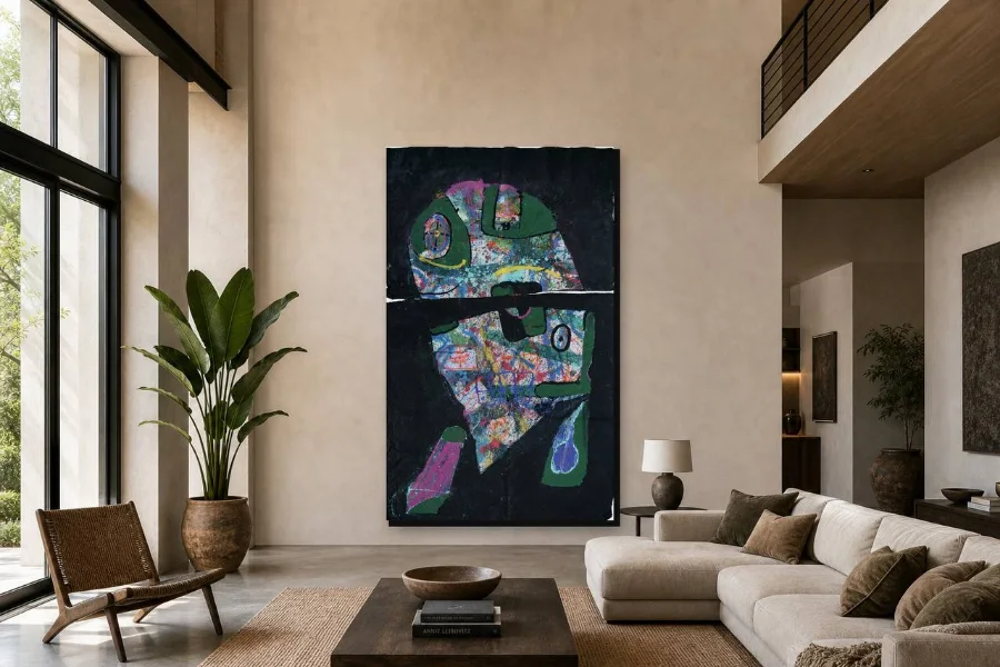 Painting in a bright interior